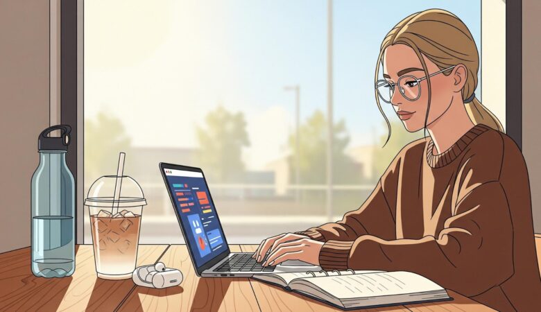 Student studying online for class success